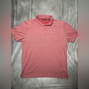 Travis Mathew Men's sz L Short Sleeve Three Button Heather Red Golf Polo Shirt